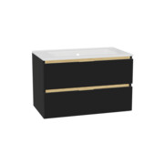 Excellent Tuto 2.0 szafka wisząca z umywalką AS 80x50x46,5 cm front gładki niski czarny MLEX.2172.K.80.0136.BKBK