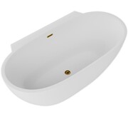 ScandiBath Mandal wanna wolnostojąca/przyścienna z korkiem i przelewem ZŁOTYM 150x77cm Q360S-1501OEMGL