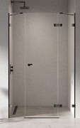 New Trendy Eventa Black Chrome drzwi wnękowe pojedyncze z dodatkową ścianką 150x200 cm przejrzyste prawe czarny połysk EXK-6142