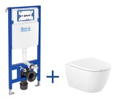 Roca zestaw podtynkowy DUPLO ONE + miska WC podwieszana ONA RIMLESS z deską A893106300