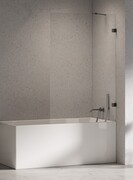 New Trendy Eventa Black Chrome Parawan nawannowy 50x150 cm z wspornikiem skośnym przejrzyste czarny połysk EXK-5687