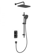 KFA MALAGA BLACK podtynkowy zestaw prysznicowy z baterią termostatyczną 3 funkcyjną i natryskiem przesuwnym czarny 5759-301-81