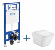 Roca zestaw podtynkowy stelaż Duplo One+miska Gap Square Rimless+deska Slim A893104500