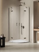 New Trendy Nesta Gunmetal Brushed kabina półokrągła 90x90x200 cm grafit szczotkowany/szkło przejrzyste K-4782