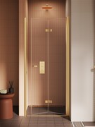 New Trendy New Soleo Gold Brushed drzwi wnękowe bifold 80x195 cm prawe złoto szczotkowane/szkło przejrzyste D-0752A