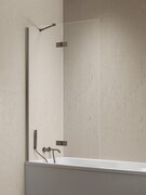 New Trendy Nesta Gunmetal Brushed parawan nawannowy ze wspornikiem kątowym 120x150 cm lewy grafit szczotkowany/szkło przejrzyste P-0261-WL