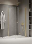 New Trendy New Soleo Light Gold 70x70x195 cm kabina lewa drzwi składane pojedyncze wspornik skośny złoty połysk/szkło przejrzyste K-1895