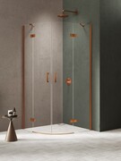 New Trendy Nesta Copper Brushed kabina półokrągła 80x80x200 cm miedź szczotkowana/szkło przejrzyste K-4675