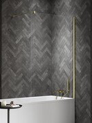 New Trendy Nesta Light Gold parawan nawannowy ze wspornikiem prostopadłym 70x150 cm złoty połysk/szkło przejrzyste P-0205-WP