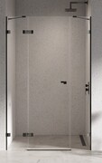 New Trendy Eventa Black Chrome drzwi wnękowe pojedyncze z dodatkową ścianką 110x200 cm przejrzyste lewe czarny połysk EXK-6137