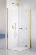 Radaway Nes Brushed Gold KDD B / KDD I kabina 90x80cm prawa szczotkowane złoto przejrzyste 10024090-99-01R/10015080-99-01L