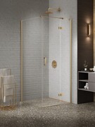 New Trendy Nesta Gold Brushed kabina 80x110x200 cm prawa wspornik równoległy złoto szczotkowane/szkło przejrzyste K-4434