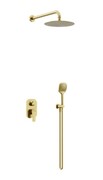 Excellent Clever 2.0 zestaw prysznicowo-wannowy podtynkowy z deszczownicą 25 cm, 2 funkcyjny, złoto szczotkowane AREX.SET.4145GB