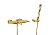 KFA MOZA BRUSHED GOLD bateria wannowa pozioma z natryskiem punktowym PREMIUM złoty szczotkowany 5034-520-31
