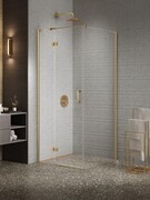 New Trendy Nesta Gold Brushed kabina 110x80x200 cm lewa wspornik równoległy złoto szczotkowane/szkło przejrzyste K-4419
