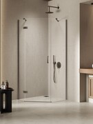 New Trendy Nesta Gunmetal Brushed kabina pięciokątna asymetryczna 100x80x200 cm prawa drzwi lewe grafit szczotkowany/szkło przejrzyste K-4794