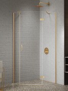 New Trendy Nesta Gold Brushed kabina pięciokątna asymetryczna 100x80x200 cm prawa drzwi prawe złoto szczotkowane/szkło przejrzyste K-4489