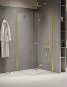 New Trendy New Soleo Light Gold 90x70x195 cm kabina prawa drzwi składane pojedyncze wspornik skośny złoty jasny połysk/szkło przejrzyste K-1931