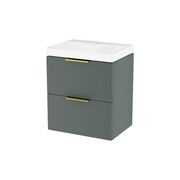 Excellent Blanko szafka 49 cm, szałwiowy mat z umywalką z otworem na baterię, uchwyt złoty połysk MLEX.6317.K.490.GNGL