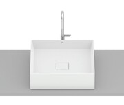 Roca Terra umywalka nablatowa 40x40 cm kwadratowa Fineceramic biały mat A32787Y620