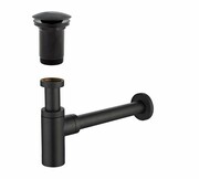 Omnires syfon umywalkowy z korkiem klik-klak czarny A706BL/A186BL ___ RABAT W KOSZYKU! ___