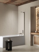 New Trendy Nesta Gunmetal Brushed parawan nawannowy ze wspornikiem kątowym 70x150 cm grafit szczotkowany/szkło przejrzyste P-0223-WL