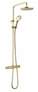 Oltens Atran zestaw prysznicowy termostatyczny z deszczownicą okrągłą złoty połysk 36500800