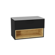 Excellent Tuto 2.0 szafka wisząca front gładki wysoki czarny 80x50x46,5 cm blat jasny szary MLEX.2171.K.80.02SJ.BKBK