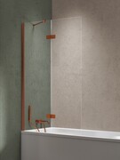 New Trendy Nesta Copper Brushed parawan nawannowy ze wspornikiem kątowym 120x150 cm lewy miedź szczotkowana/szkło przejrzyste P-0255-WL