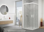 SanSwiss Cadura White Line drzwi przesuwne 100cm jednoskrzydłowe lewe z polem stałym profile biały mat CAE2G1000907