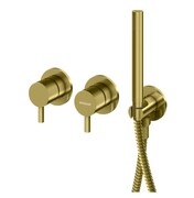 Kohlman Axel Brushed Gold bateria prysznicowo-wannowa podtynkowa z rączką prysznicową złoto szczotkowane QW260AGDB