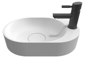Riho Limited Valor Bowl umywalka owalna nablatowa z półką na baterię 48x32x10 cm BIAŁY MAT W028001105