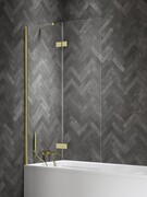 New Trendy Nesta Light Gold parawan nawannowy ze wspornikiem kątowym 110x150 cm lewy złoty połysk/szkło przejrzyste P-0241-WL