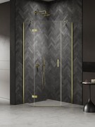 New Trendy Nesta Light Gold kabina pięciokątna 90x90x200 cm lewa drzwi pojedyncze złoty połysk/szkło przejrzyste K-4581
