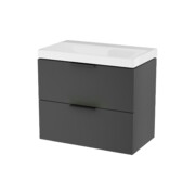 Excellent Blanko szafka 64 cm, czarny soft z umywalką bez otworu na baterię, uchwyty czarny mat MLEX.6327.K.640.BLBL