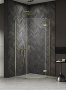 New Trendy Nesta Light Gold kabina pięciokątna asymetryczna 100x80x200 cm lewa drzwi prawe złoty połysk/szkło przejrzyste K-4586