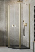 Radaway Nes Brushed Gold Ptd kabina pięciokątna 100x100cm szczotkowane złoto 10051000-99-01/10051100-99-01