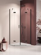 New Trendy Nesta Black kabina prysznicowa pięciokątna 90x90x200 cm drzwi podwójne szkło przejrzyste K-3790