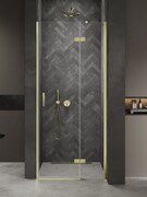 New Trendy Nesta Light Gold 120x200 cm drzwi wnękowe prawe wspornik skośny złoty połysk/szkło przejrzyste D-0916A