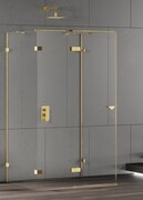 New Trendy Eventa Gold Shine kabina prysznicowa przyścienna 100x90x200 przejrzyste Lewa Złoty połysk EXK-4806