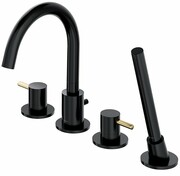 Omnires Y bateria wannowa 4-otworowa kompletna czarno/złoty połysk Y1232BLGL ___ RABAT W KOSZYKU! ___