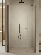 New Trendy New Soleo Gunmetal Brushed 150x195 cm drzwi wnękowe wspornik krzyżowy grafit szczotkowany/szkło przejrzyste D-0999A-WP