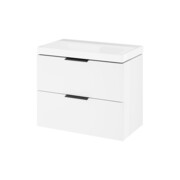 Excellent Blanko szafka 64 cm, biały połysk z umywalką bez otworu na baterię, uchwyt czarny mat MLEX.6327.K.640.WHBL