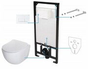 Deante Peonia Zero bianco podtynkowy zestaw WC z miską + deską wolnoopadającą + przycisk biały mat CDEA6ZPW