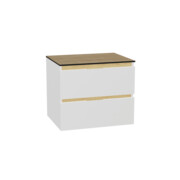 Excellent Tuto 2.0 szafka wisząca front gładki niski biały połysk 60x50x46,5 cm blat dąb Hikora MLEX.2172.K.60.01BL.WHWH