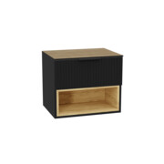 Excellent Tuto 2.0 szafka wisząca front ryflowany czarny mat 60x50x46,5 cm blat dąb Hikora MLEX.2171.K.60.03BL.BKBK