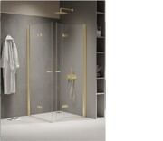 New Trendy New Soleo Light Gold 100x100x195 cm kabina złoty połysk/szkło przejrzyste K-1958