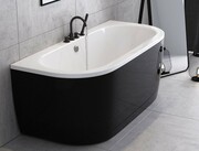 Besco Volya / Vista Black&White wanna 160x75cm wolnostojąca przyścienna biało-czarna z syfonem #WKV-160-WS-BI/CZ