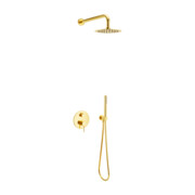 Excellent PI zestaw prysznicowo-wannowy podtynkowy 3 funkcyjny z deszczownicą 25 cm złoty połysk AREX.SET.1247GL