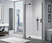 SanSwiss Cadura Black Line drzwi wahadłowe 75cm jednoczęściowe lewe z polem stałym czarny mat CA13G0750607